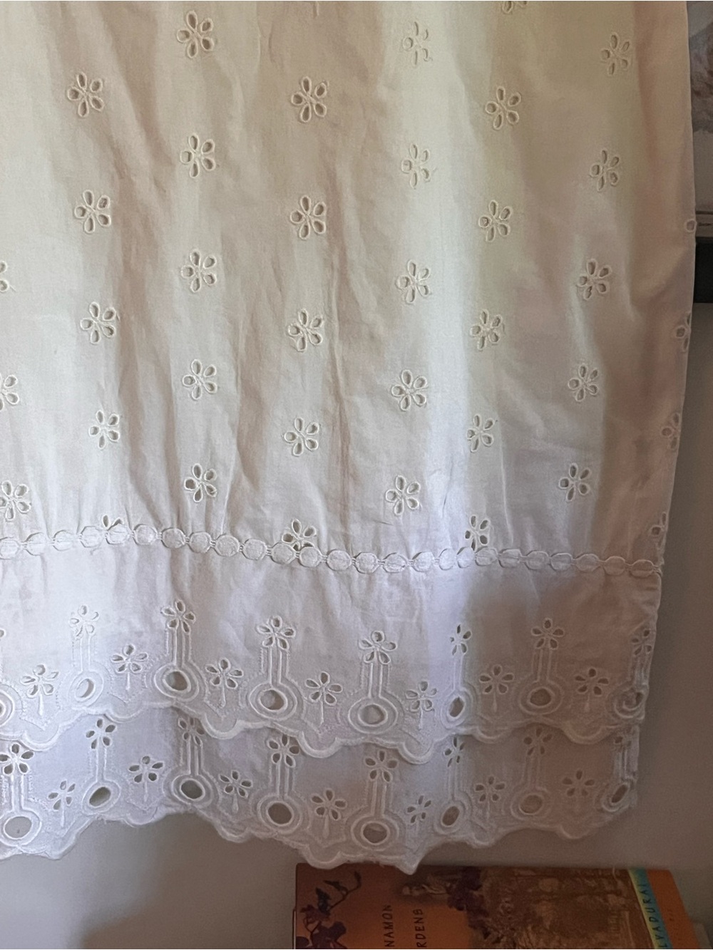 J. Crew 100% Cotton White Eyelet Tiered Embroidered Dress L - Picture 4 of 10